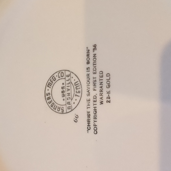 Vintage "Christ The Savior Is Born" Sanders Mfg. 23K Christmas Collector Plate - Picture 4 of 4